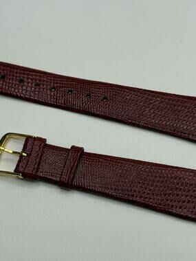 19mm Kreisler Burgundy NOS Vintage Watch Band & Gold-Tone Buckle